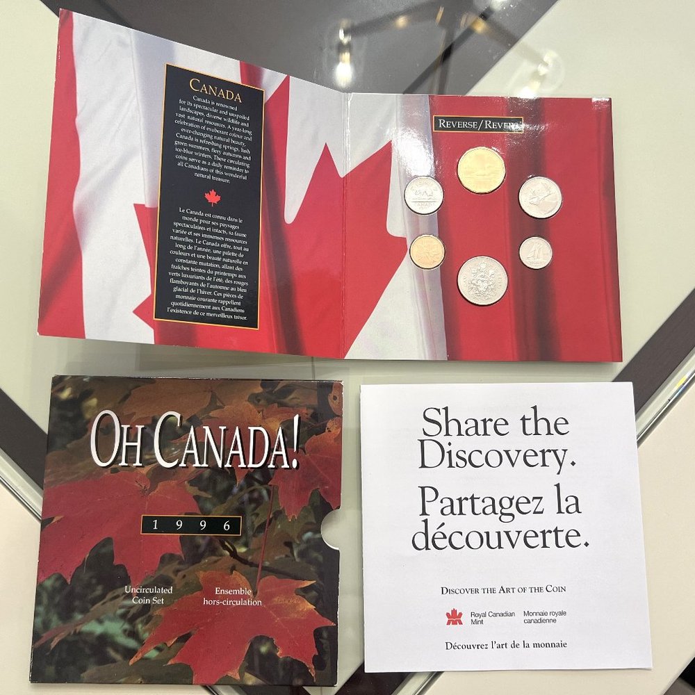 1996 'Oh Canada' Uncirculated Coin Set in Sealed Original Sleeve!